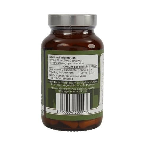 Barefoot Nutrition Magnesium Glycinate Supplement 560mg - 90 x 1-to-3 a Day Capsules. Pullulan Capsule - Superior Absorption: no Synthetic Binders or additives. Vegan & Paleo Friendly 90 count (Pack of 1)