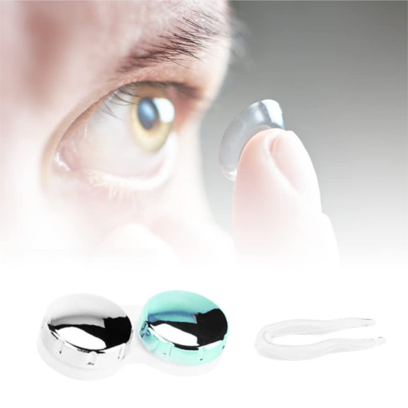 [Australia] - Uxsiya Mini Contact Lens Case Portable Contact Lens Case for Contact Lenses and Travel Silver/Black Modern 