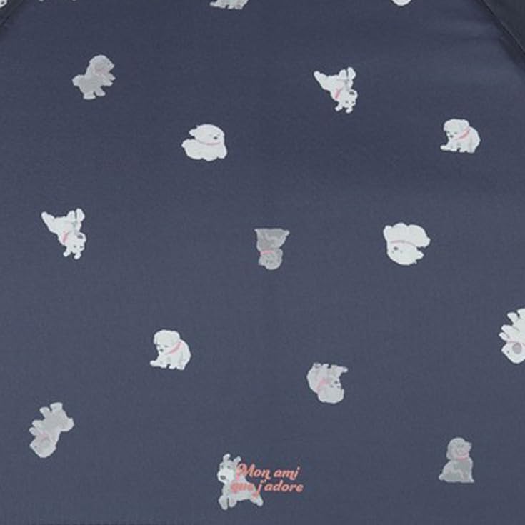 Navy Puppy Mini Folding Umbrella – 3.9 x 8.1 in Compact, 0.49 lb Lightweight, 34.6 in Canopy, UV Protection, Cute Dog Puppy Design, Travel Rain & Sun Umbrella
