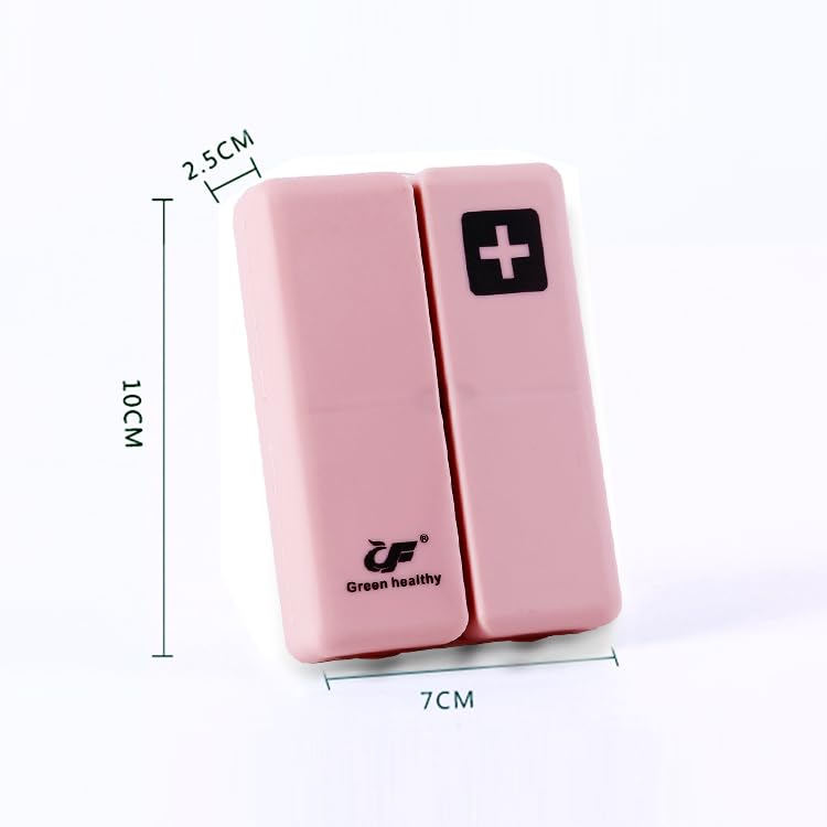 Daily Magnetic Pill Box Organizer 7 Tray Travel Size Medicine Case | Cute Small Pocket Pill Dispenser Container Capsule Reminder Tracker for Medication, Fish Oil, Supplement, Tablets, Pink