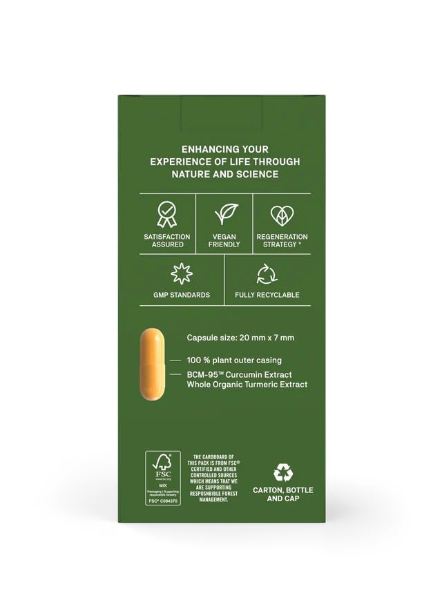 Curcumin Complete 30 Vegan Capsules BCM-95 & Whole Organic Turmeric Extract Delivers Over 700% More Bioactive Curcumin