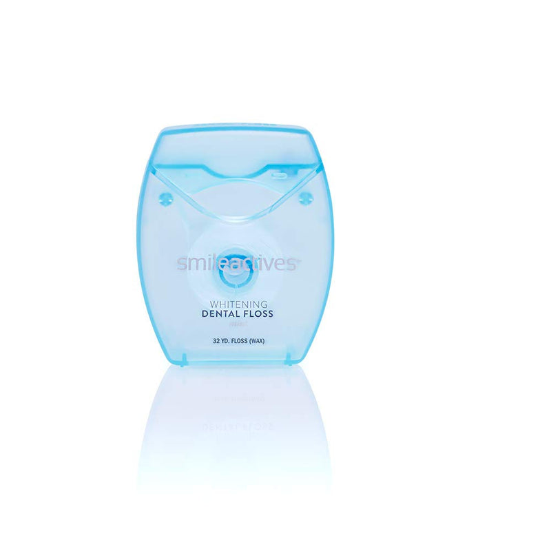 Smileactives Whitening Dental Floss for Adults, Waxed Tooth Floss for Teeth Whitening, Cleaning, Plaque Removal and Gum Protection, Removes Coffee, Tea, and Lingering Stains, Mint Flavored, Pack of 3