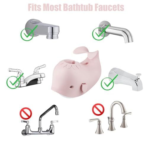 [Australia] - PandaEar Bath Spout Cover, Baby Bathtub Faucet Cover, Baby Shower Protector Cover for Kids Toddlers, Universal Fit -Whale (BabyPink) 