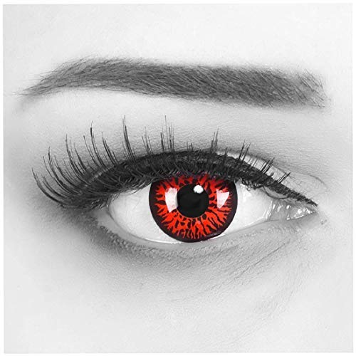 [Australia] - Meralens 1 pair of colored red Crazy Fun red demon annual contact lenses. Top quality for carnival and carnival with free contact lens case without strength 