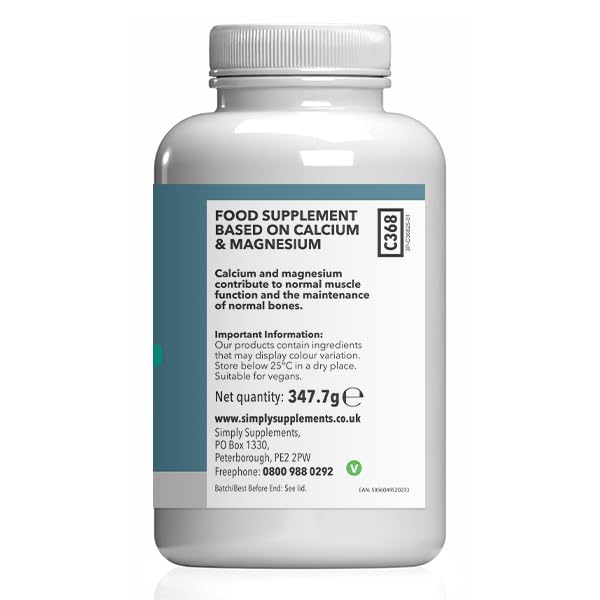 Calcium & Magnesium Tablets | Supports Bone Health, Muscle Function & Reduces Tiredness | Vegan & Vegetarian Friendly | 180 Tablets = 6 Months' Supply | GMP Certified & Made in UK Unflavoured 180 count (Pack of 1)