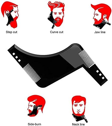 [Australia] - The Beard Styling Template- Stencil for Men - Lightweight and Flexible - One Size Fits All - Curve Cut, Step Cut, Neckline & Goatee Beard Shaping Tool in Black 