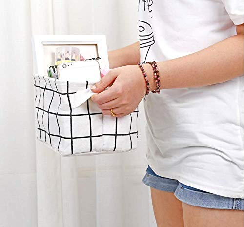 [Australia] - Mini Storage Basket（Pack of 5）- Blend Storage Bins for Makeup, Book, Baby Toy,8x6x5.5 inch Home Decor Canvas Organizers Bag 8x6.3x5.1 inch 