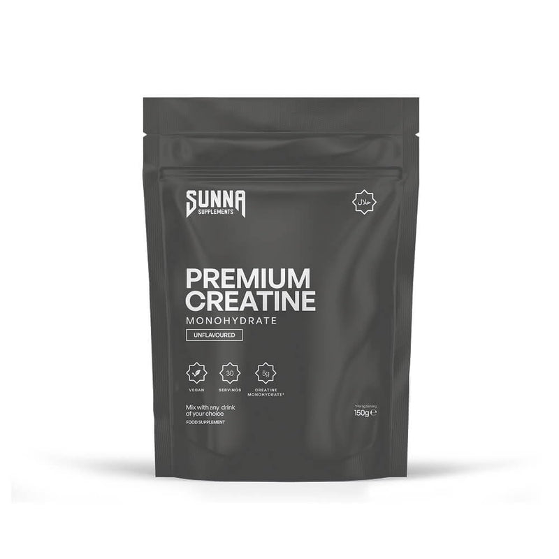 SUNNA SUPPLEMENTS Premium Creatine Monohydrate 150 g – Micronised Unflavoured Powder – 5 g Per Serving – Vegan Food Supplement (30 Servings)