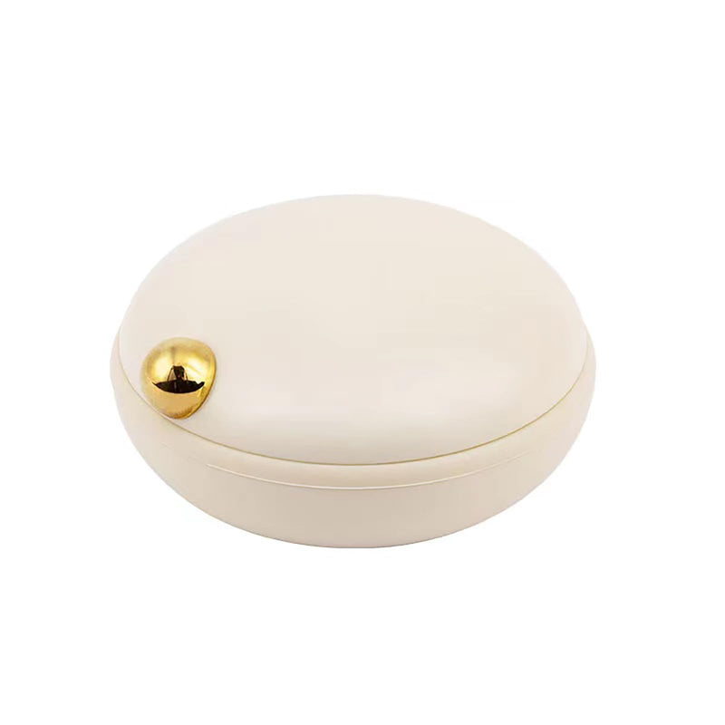 2PCS Travel Pill Organizer, 4-Compartment Pill Travel Case, Portable Jewelry Box Earring Case for Pocket Purse Medicine Vitamin Container Holder (Beige, 8.4 * 8.7 * 4.4cm) Beige