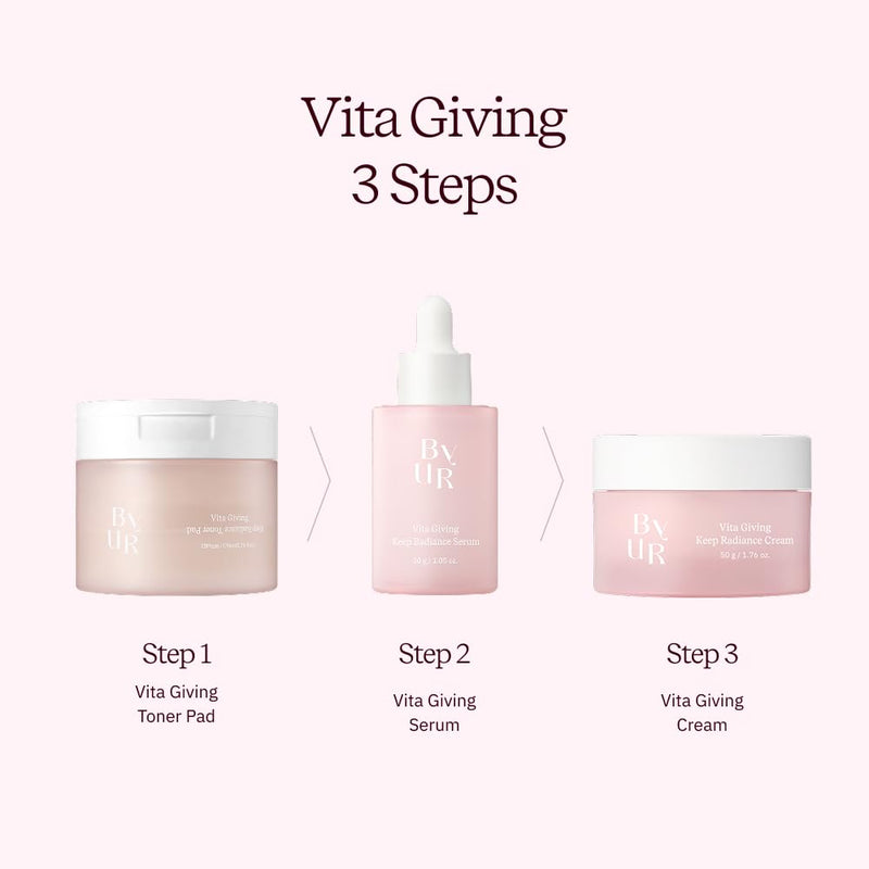 ByUR Vita Giving Keep Radiance Serum - Dark Spots & Hyperpigmentation, Brightening & Hydrating for Dry, Dull Skin, Hyaluronic Acid, Niacinamide, Vitamin C, Glass Skin Facial Pore Care Korean Skincare
