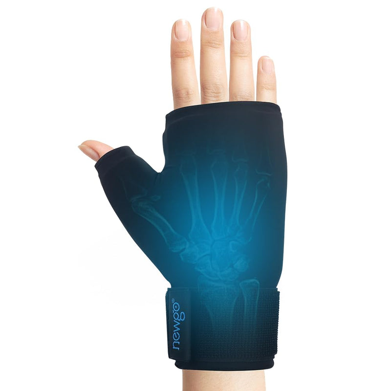 [Australia] - NEWGO Gel Gloves Cooling Gloves Cold & Heat Therapy for Hands, Fingers during Chemotherapy, Rheumatism (Black) Black001 