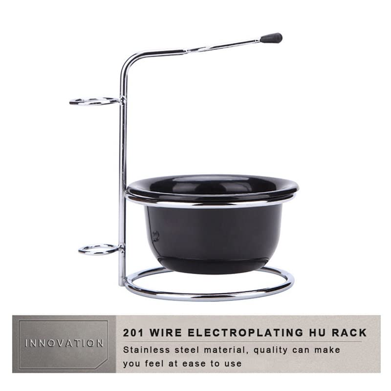 [Australia] - Ftory Shaving Brush Stand, Men's Shaving Set, Stainless Steel Shaving Brush Stand Razor Holder and Black Shaving Bowl for Manual Razors, Shaving Brush, Shaving Bowl 