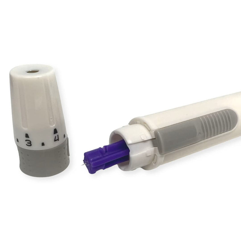 [Australia] - One Step Lancing Device & 100 x 30 Gauge Twist Top Lancets, Blood Sampling Pen, 5 Depth Settings, Diabetic Sugar Level Testing, Less Pain and Ejector 
