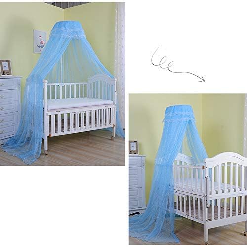 [Australia] - Baby Infant Toddler Bed Dome Cots Mosquito Netting Hanging Bed Net Mosquito Bar Frame Palace-Style Crib Bedding Set (Blue Mosquito Netting Only, Without Stand) Blue 