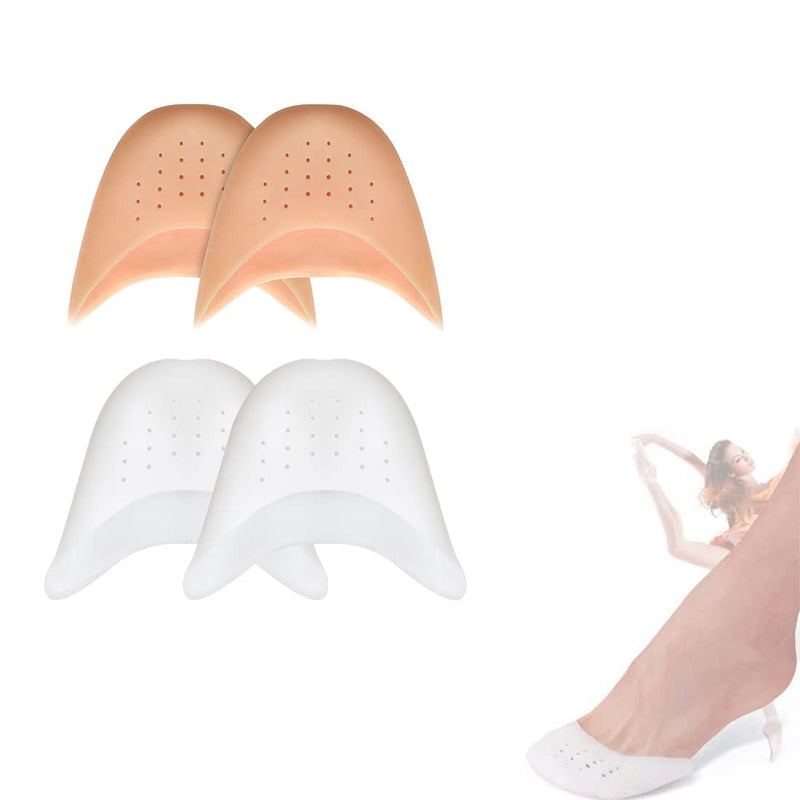 [Australia] - Androxeda 2 Pairs Toe Protectors Silicone Soft Gel Toe Caps Toe Protectors Lace Protectors Toe Protection for Ballet Pointe Shoes Ballet Shoes High Heel Pumps Pain Relief 