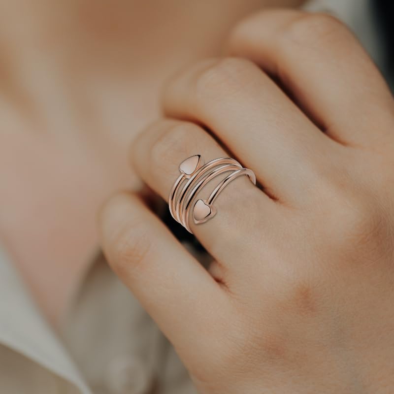 [Australia] - BioMag Copper Rings for Women, 99.99% Pure Copper Magnetic Rings Thumb Rings for Lymphatic Drainage, Adjustable Jewelry Gifts for Women Rose Gold 