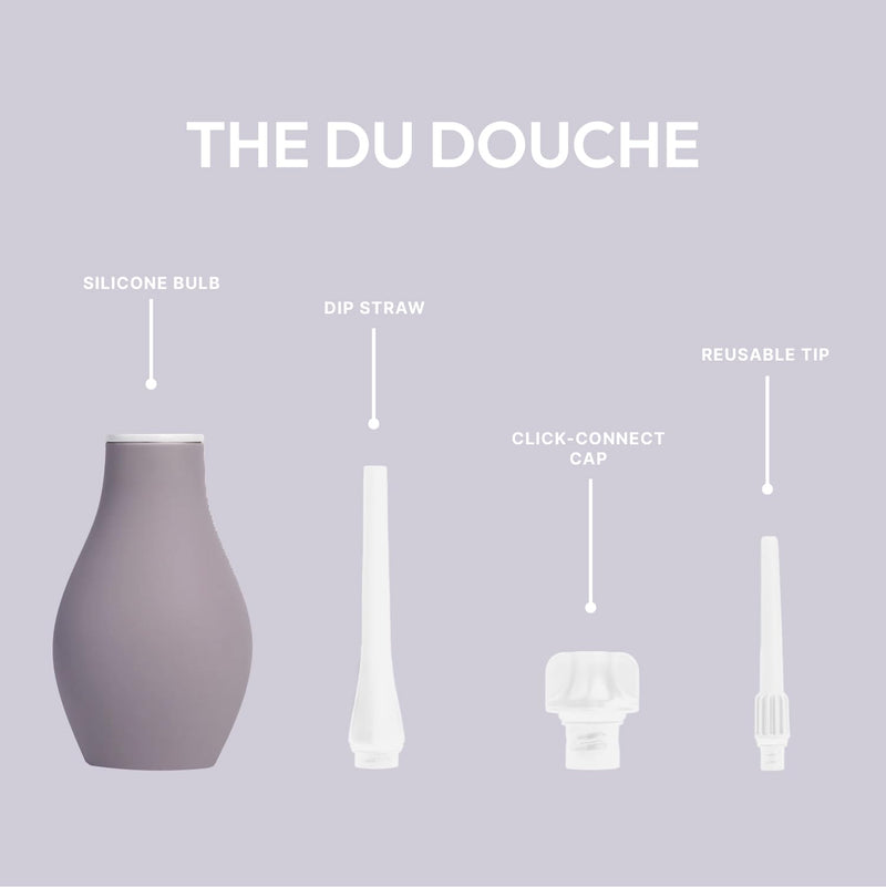 [Australia] - Du Silicone Anal Enema Kit for Colon Cleansing Anal Douche for Women & Men Soft Enema Bulb with Replaceable Flexible Tips - 6oz Stone 