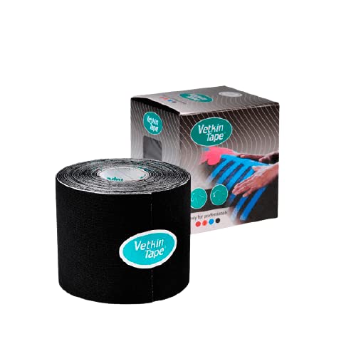 [Australia] - VetkinTape® Veterinary Kinesiology Tape Black | kinesiology Tape for Horses & Dogs | Equine & Canine Kinesiotape | Latex Free and TÜV Quality Mark Certified Ktape | 2.4 inch | Pack of 1 Roll 