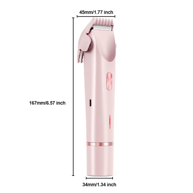 2 in 1 Womens Body Shaver,2025 Glow Aura Electric Razor, Dual Head Shaver Women, Electric Razor for Womens Legs, IPX7 Waterproof Wet & Dry Use Body Intimate Areas,Pink