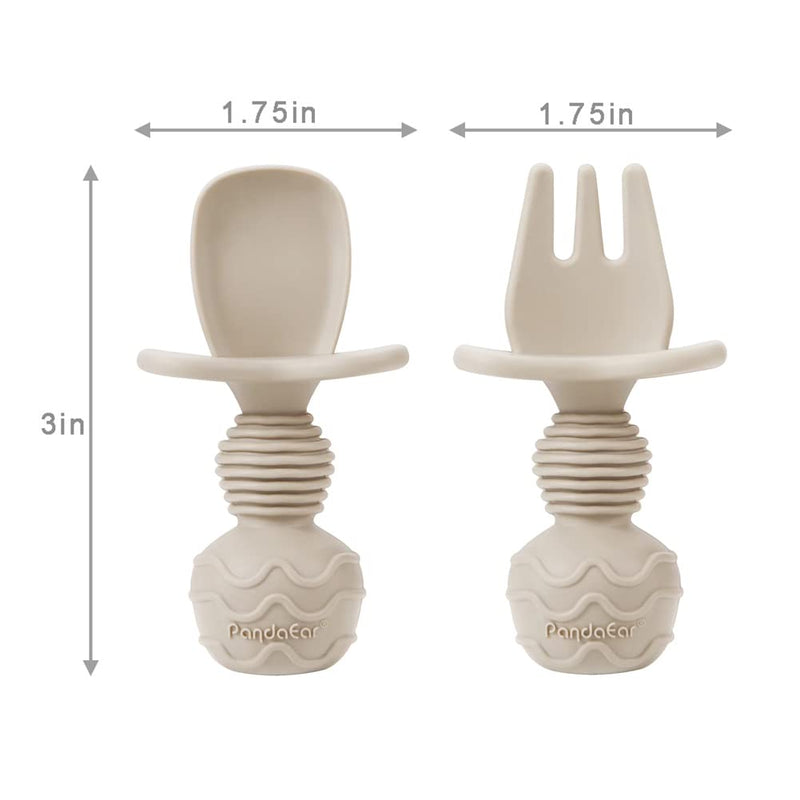[Australia] - PandaEar 6 Pack Silicone Baby Spoons and Fork Feeding Set- Anti-Choke First Self Feeding Utensils for Baby Led Weaning Ages 3 Months 