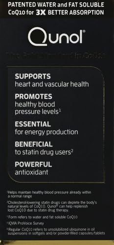 Qunol Ultra CoQ10 100mg, 3X Better Absorption, Antioxidant, 120 Softgels | #1 Cardiologist Recommended Supplement for Heart Health, Coenzyme Q10 Supplement to support Vascular Health & Cellular Energy 120 Count (Pack of 1)