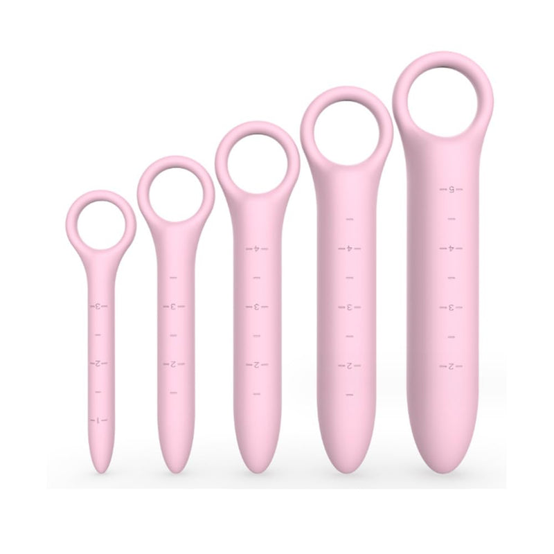 [Australia] - Silicone Dilators for Pelvic Floor for Women with Fine Scales, 5-Pack Pink with Storage Bag, Pelvic Wand Massager, Pelvic Floor Muscle Trainer, Pelvic Floor Strengthening Device 