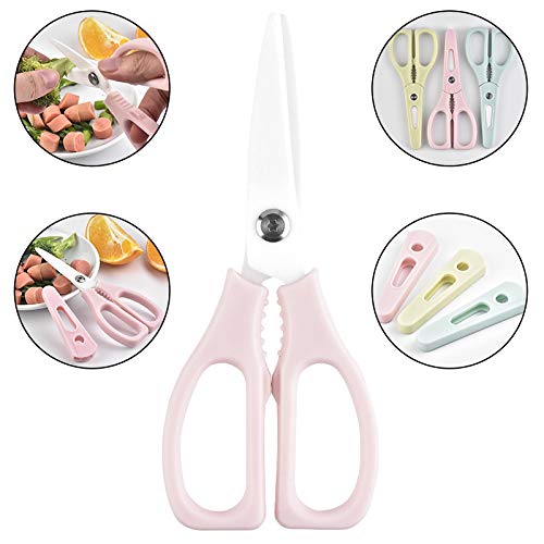[Australia] - Ceramic Scissors,Healthy Baby Food Scissors with Cover Portable Shears (Pink) Pink 