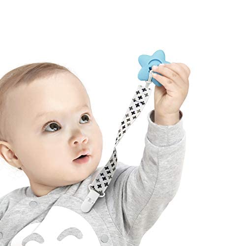 [Australia] - PandaEar Baby Pacifier Clips Solid Color, 4 Pack Universal Holder Leash for Boys and Girls, Teething Toys Teethers (Neutral) 