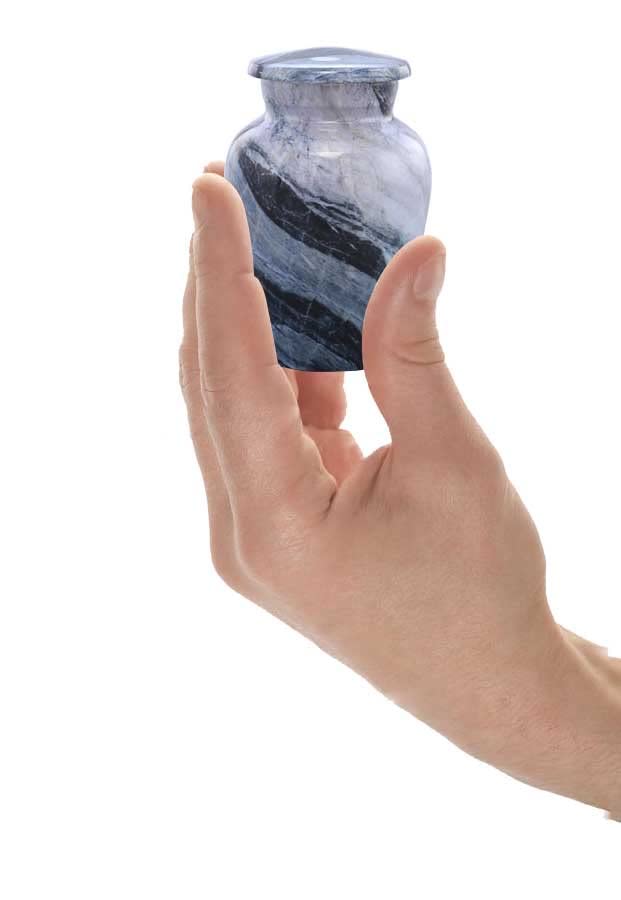 [Australia] - Small Keepsake Cremation Urns for Human Ashes - Marble Finish Metal Keepsake Urn - Mini Cremation Urn for Pet Ashes - Handcrafted Memorial Urn - Funeral Urns with Velvet Bag (Silver Wave) Silver Wave 