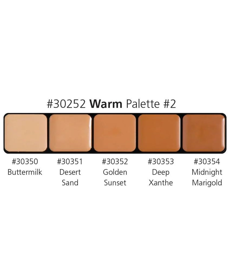 [Australia] - Graftobian HD Glamour Crème Foundation Palette (Warm #2) - High Definition 5 Color Makeup Palette, Cream Based Foundation Concealer and Contour Palette, Full Coverage - Medium Warm Skin Shades Warm #2 