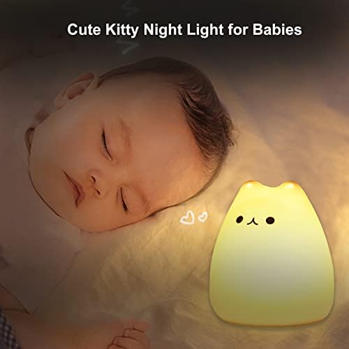 [Australia] - ZKLiLi Cat Night Light, Cute Cat Nursery Lights USB Rechargeable Cat Lamp Nightlight Birthday Christmas Gift with Warm White and 7-Color Breathing Modes for Kids Baby Children (Cat - Battery) Cat - Battery 