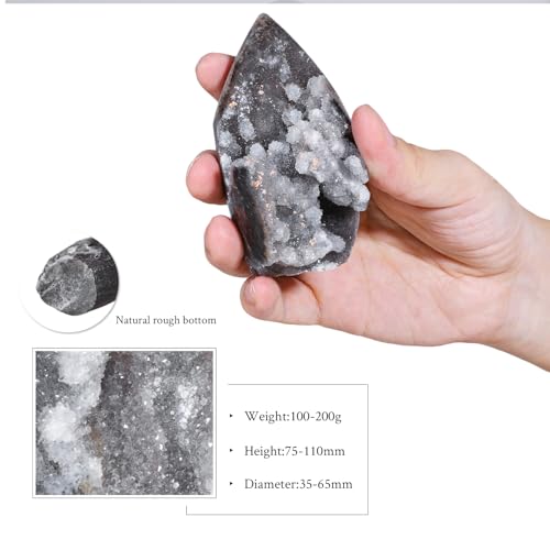 mookaitedecor Natural Sphalerite Geode Tower Crystal Cluster Specimen 0.22-0.44 Pound Black