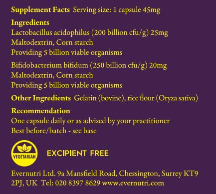 Probiotic 10 Billion - Lactobacillus Acidophilus & Bifidobacterium Bifidum – Gut & Digestive Support – 60 Vegetarian Capsules