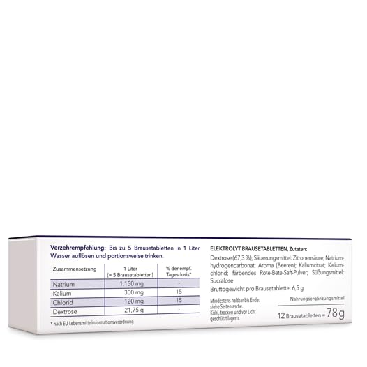 [Australia] - Medicom - Electrolyte effervescent tablets, electrolytes and carbohydrates for endurance, sodium, potassium, chloride, dextrose, berry flavor, hydration, vegan - 12 effervescent tablets 