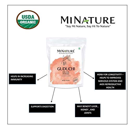[Australia] - USDA Organic Guduchi, Giloy Powder by mi Nature| (Tinospora Cordifolia) | Supports Healthy Digestion | Immunity Booster| Indian Giloy Powder | 227g (8oz) (1/2 lb) | Resealable Zip Lock Pouch 
