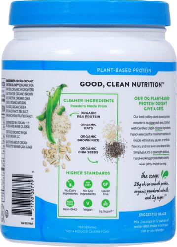 [Australia] - Orgain Organic Vegan Protein Powder + Oat Milk, Vanilla Bean - 20g Plant Based Protein, Gluten Free, No Dairy, Soy or Lactose Ingredients, Low Sugar, Non-GMO, Kosher, For Shakes & Smoothies - 1.05lb 12 Servings (Pack of 1) 