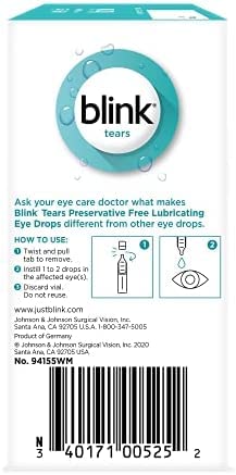 Blink Tears Lubricating Eye Drops Mild-Moderate Dry Eye, 25 Count - 0.01 oz (4 Pack)