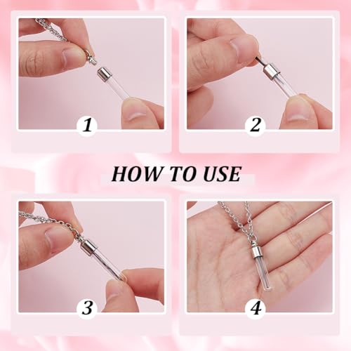 2PCS Pet Urn Vial Necklace Glass Pendant for Ashes Fur Keepsake