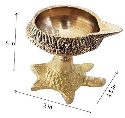 Purpledip Brass Kuber Diya Auspicious Tortoise: Shape Unique Festive Decor for Home Temple (11515A)