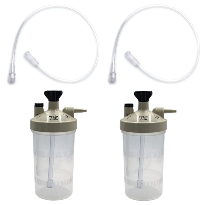 [Australia] - 2pk Oxygen Therapy Bubble Humidifier High Flow with 15" Adapter Tubing Tan 15LPM_15" 