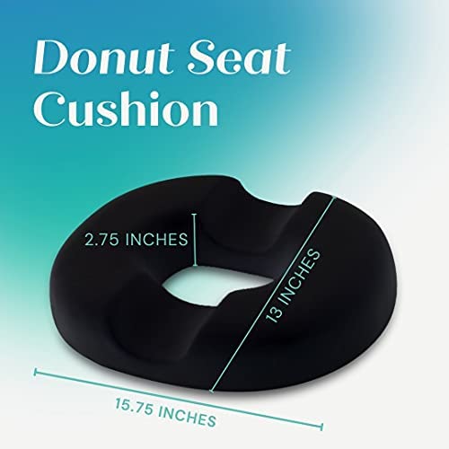 [Australia] - Trickonometry Donut Seat Cushion: Extra Firm Orthopedic Pillow - Tailbone, Lower Back, Hemorrhoid, Bed Sores, Pressure/Pain Relief, Pregnancy, Postpartum, Surgery, Coccyx, Sciatica, Prostate (Blue) Blue 