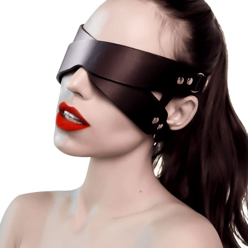 MFMYEE Sexy Blindfold Mask,Adjustable PU Leather Eye Mask,Girl Cosplay Masquerade Sexy Lingerie Women Body Erotic Halloween Carnival Party Masks