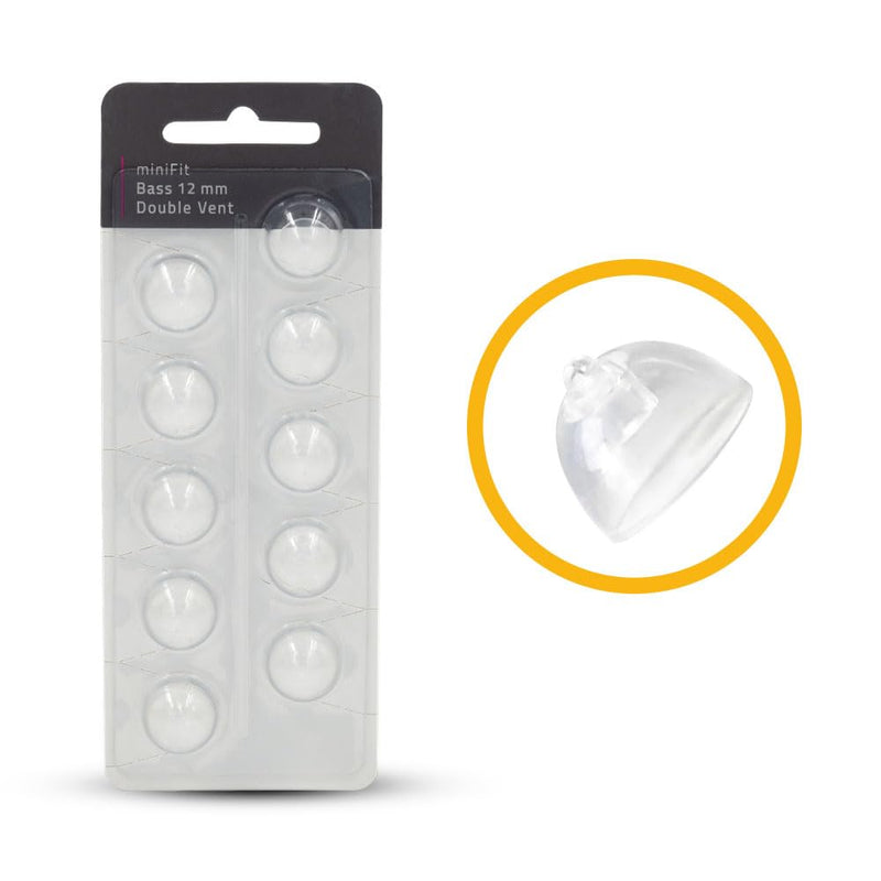 MiniFit Bass Double Vent Dome Hearing Aid Domes Compatible with Oticon (12mm) 12mm