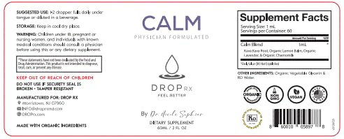[Australia] - Organic Lemon Balm, Lavender, Chamomile & Kava Kava Root Supplement - Herbal Support Blend - Non GMO, Vegan, Gluten Free & Kosher, Made in USA (2 FL Oz) 