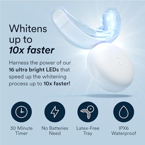 Auraglow Teeth Whitening Kit with LED Light & Extra Strength 44% Carbamide Peroxide Teeth Whitening Gel Refill, 30+ Treatments, Whiten Up to 10 Shades