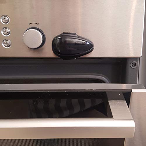[Australia] - Oven Door Lock Child Safety, Heat-Resistant Easy to Install, Childproof Oven Locks for Toddlers, no Screws or Drills swivel mechanism rotation (Black) Oval Black 