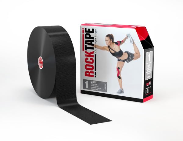 RockTape Endurance Stretch Tape, Hypoallergenic Self Adhesive Tape, for Muscle Support, Injury Prevention, Sports and Exercise Kinesiology Tape - 32m x 5cm Black Colour