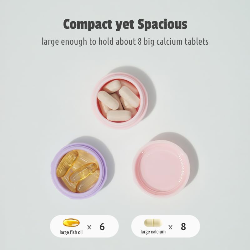 4pc Small Discreet Pill Organizer for Purse & Pocket, Cute Macaron Shaped Pill Case, Lightweight Daily Vitamin Box, Funny Airtight Moistureproof Medicine Container Bgpp