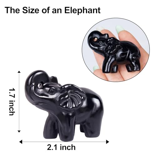 Black Obsidian Elephant Statue Crystal Lucky Charm Home Decor Gift Black Obsidian Elephant-02