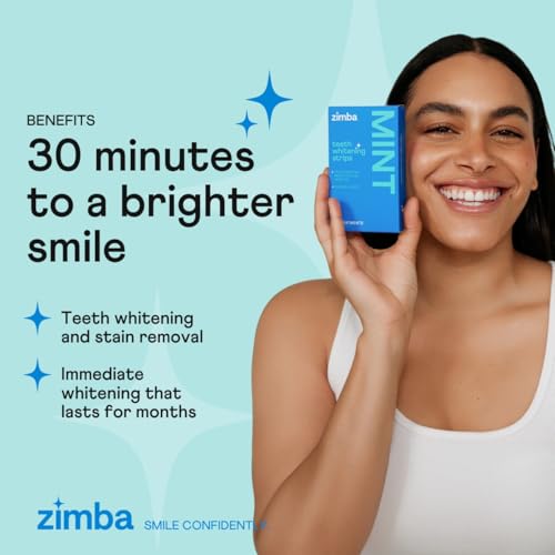 Zimba Mint & Peppermint Teeth Whitening Strips for Teeth Sensitive, White Strips for Teeth Whitening, Teeth Whitener Stain Remover 28 White Strips Included Per Pack, 2 Pack (14 Day Treatment)
